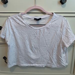 Forever 21 Distressed White Crop Top